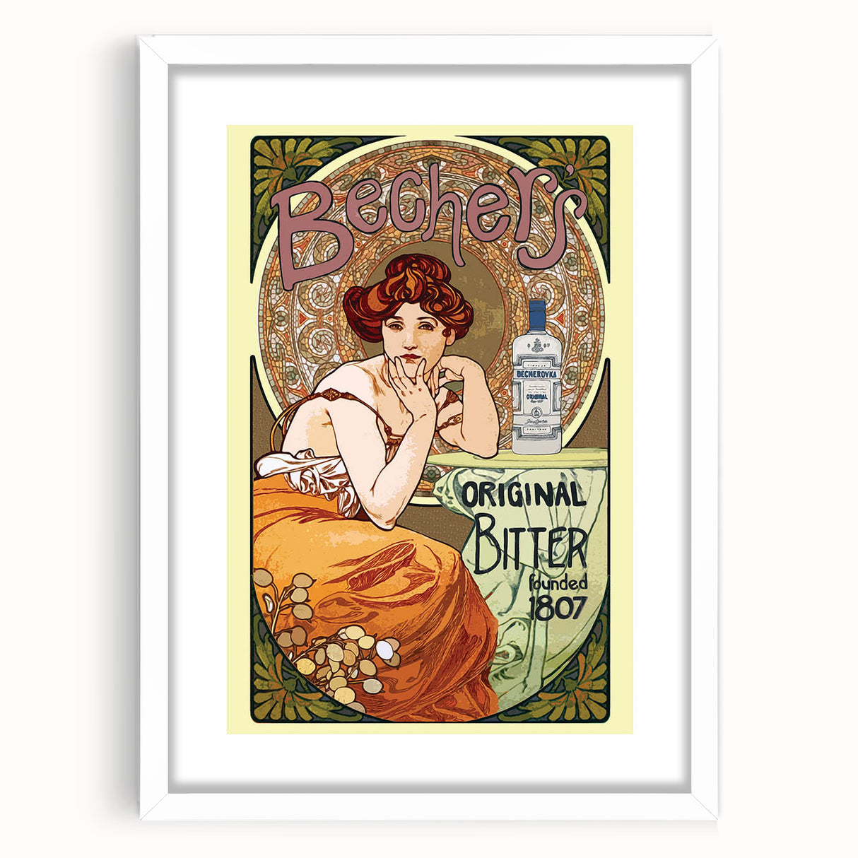 Vintage Becherovka Poster - Retro Czech Liquor Advertising Art