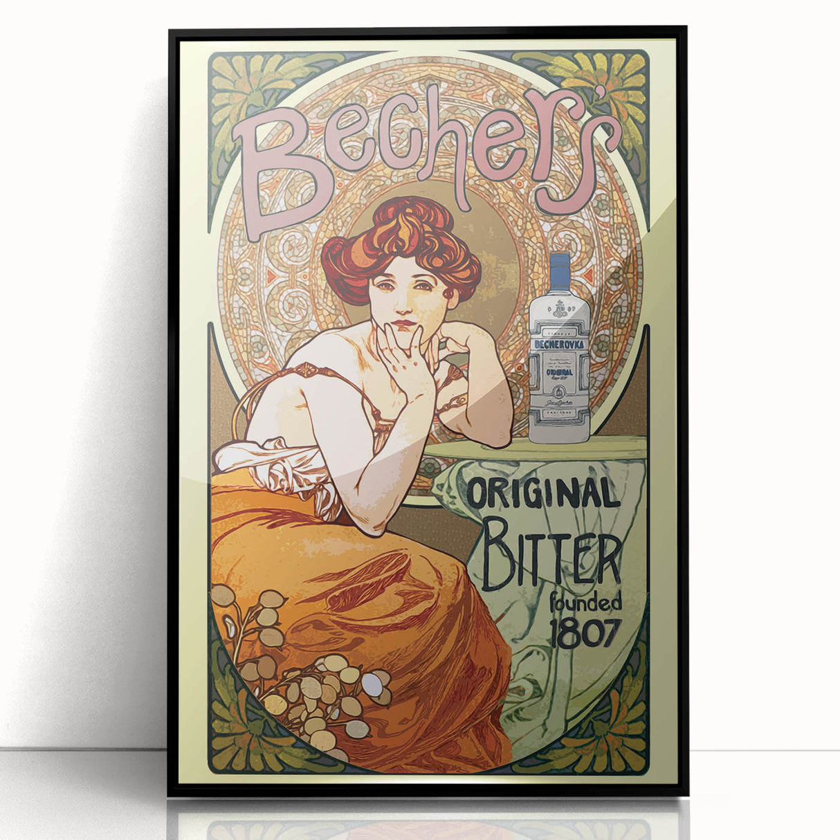 Vintage Becherovka Poster - Retro Czech Liquor Advertising Art