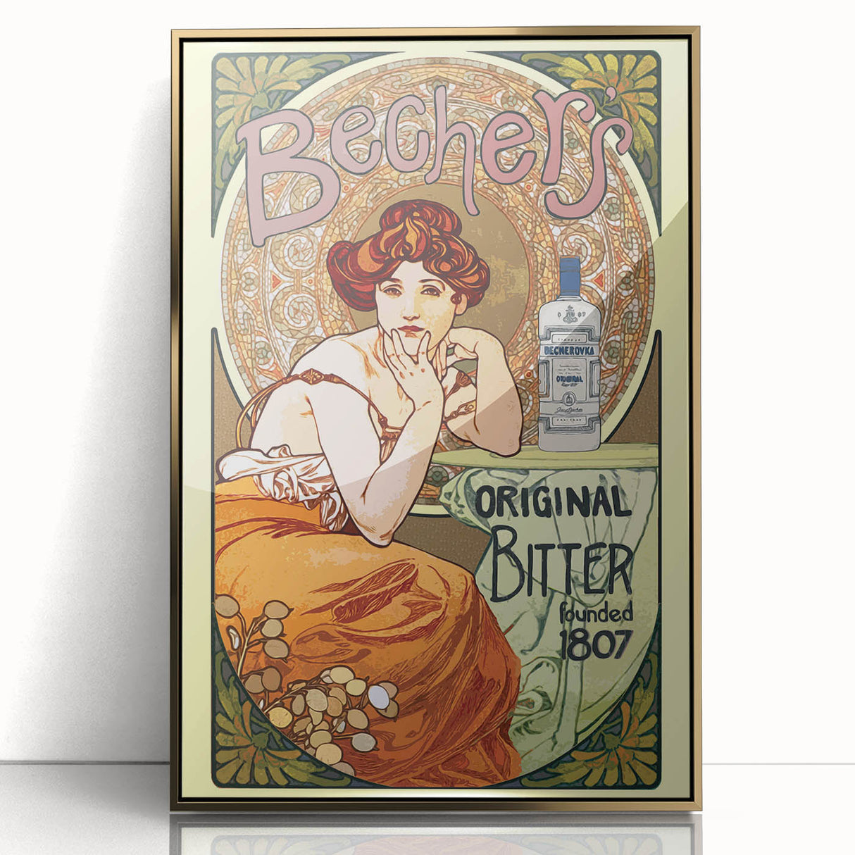 Vintage Becherovka Poster - Retro Czech Liquor Advertising Art