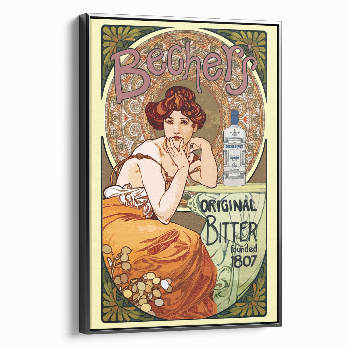 Vintage Becherovka Poster - Retro Czech Liquor Advertising Art