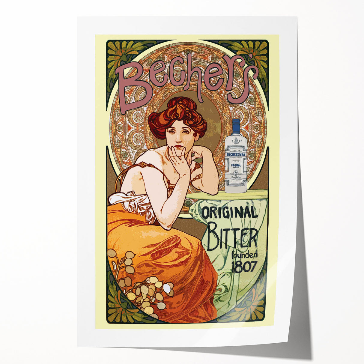 Vintage Becherovka Poster - Retro Czech Liquor Advertising Art