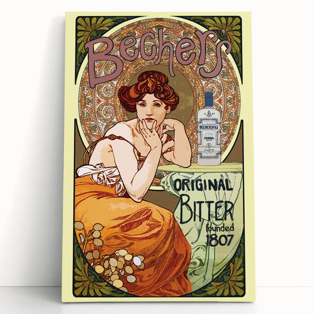 Vintage Becherovka Poster - Retro Czech Liquor Advertising Art