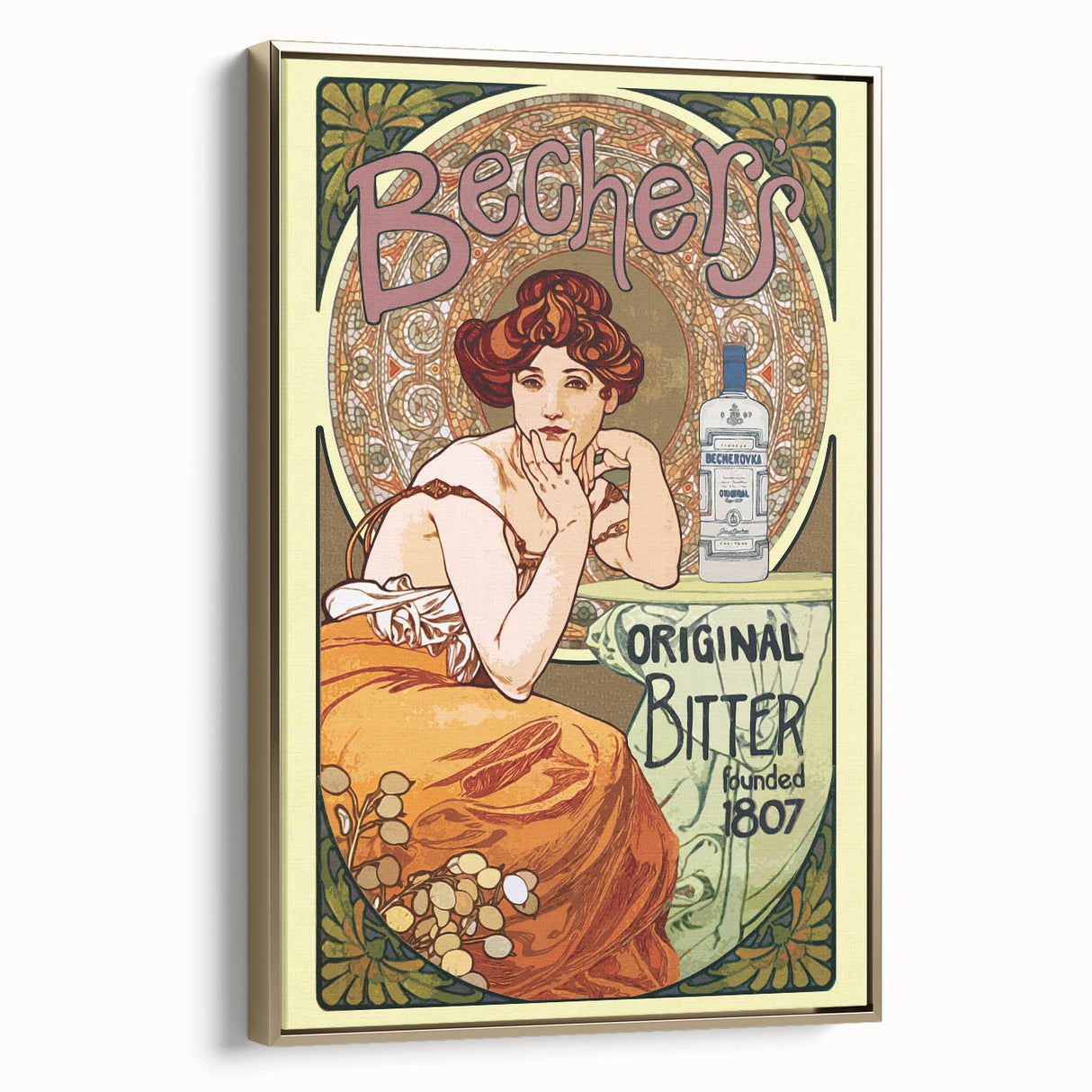 Vintage Becherovka Poster - Retro Czech Liquor Advertising Art