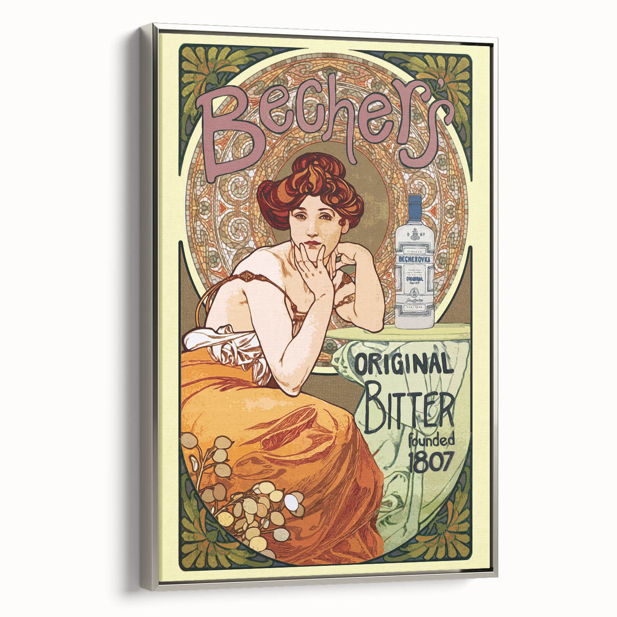Vintage Becherovka Poster - Retro Czech Liquor Advertising Art