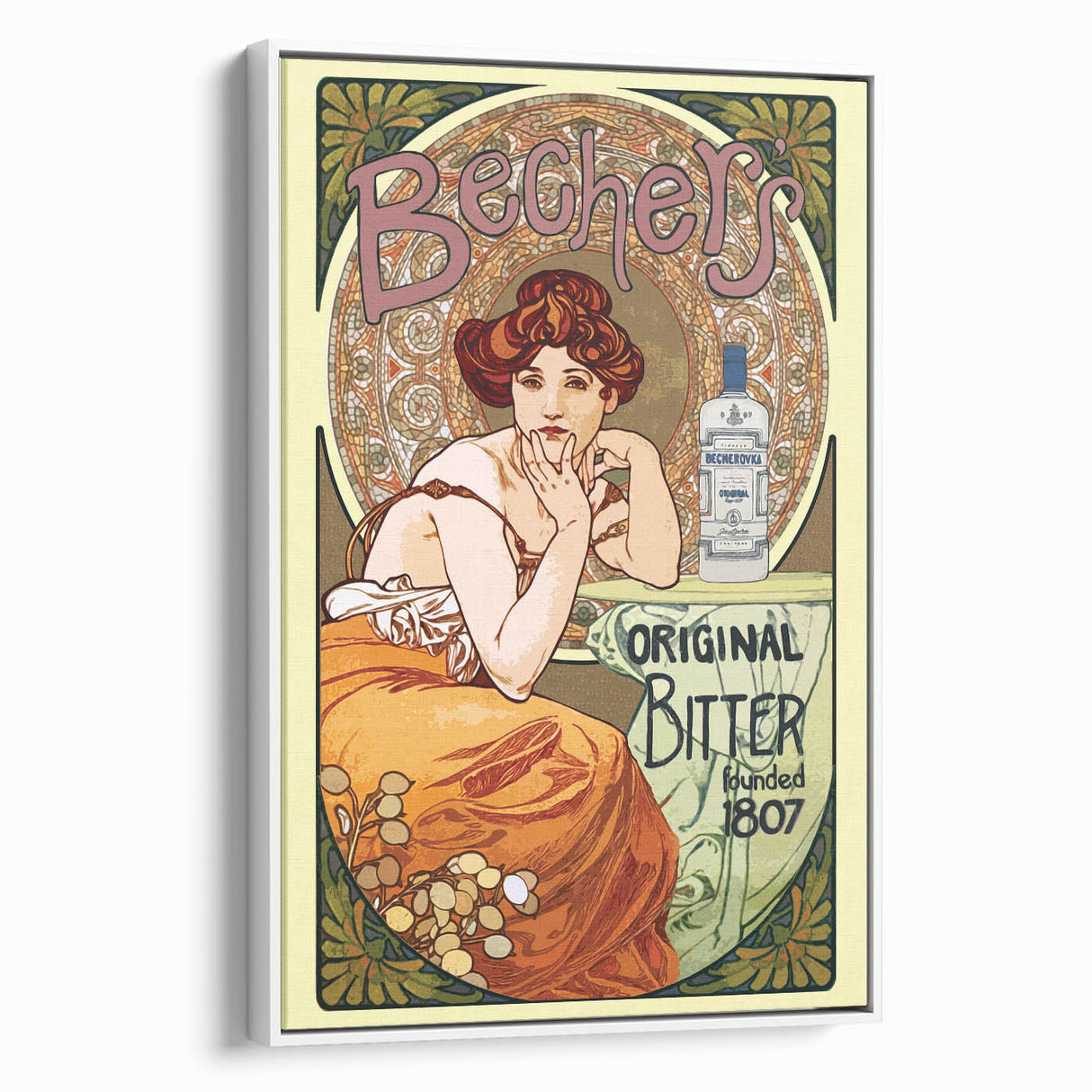 Vintage Becherovka Poster - Retro Czech Liquor Advertising Art
