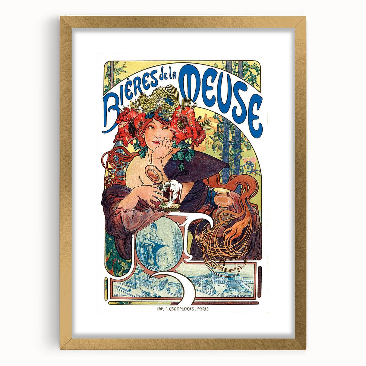 Vintage Advertising Poster: Bières de la Meuse Retro Wall Art