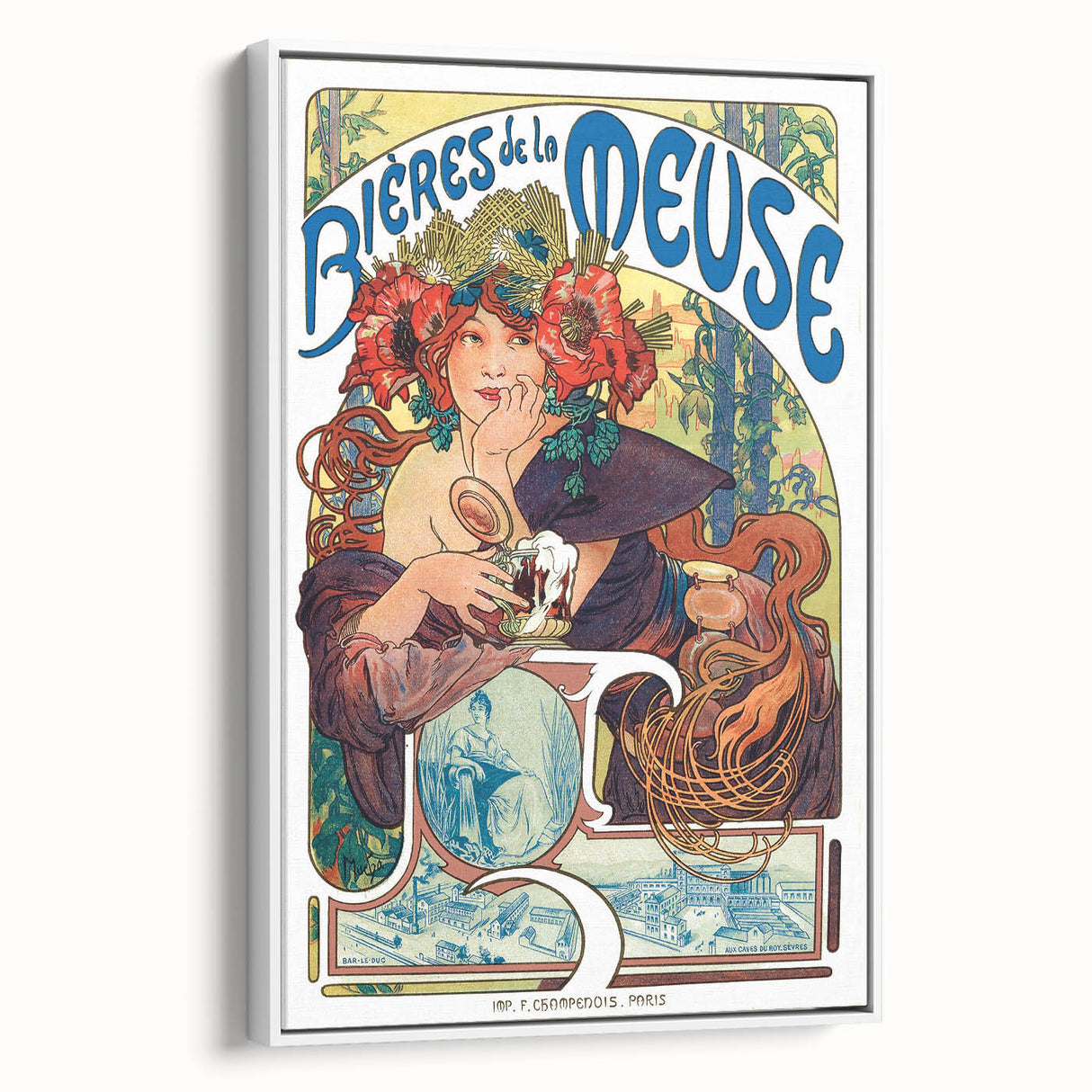 Vintage Advertising Poster: Bières de la Meuse Retro Wall Art