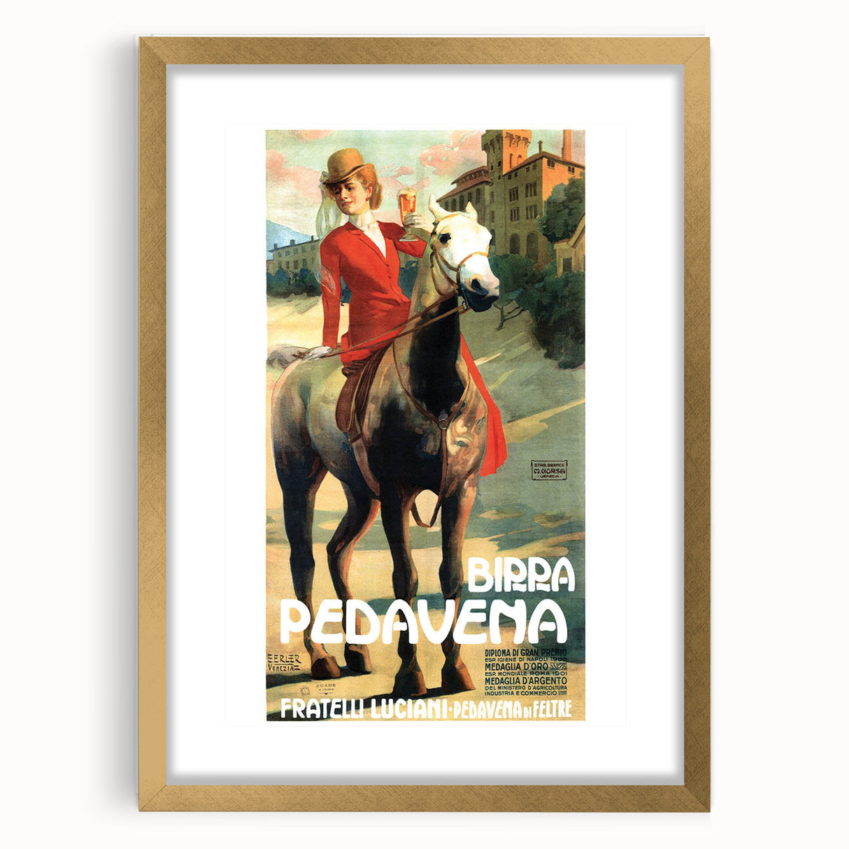 Vintage Advertising Poster: Birra Pedavena Retro Wall Art