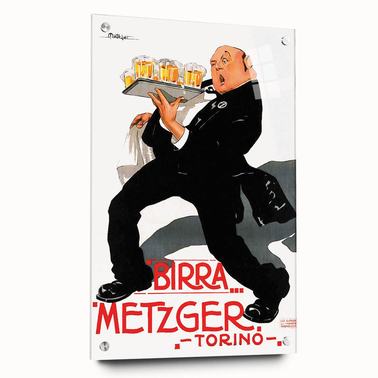 Vintage Advertising Poster: Birra Metzger Torino Retro Wall Art