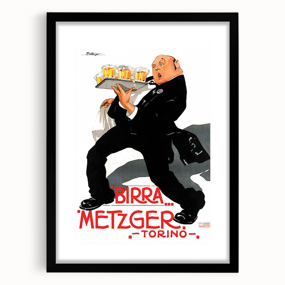 Vintage Advertising Poster: Birra Metzger Torino Retro Wall Art