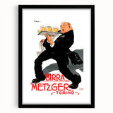 Vintage Advertising Poster: Birra Metzger Torino Retro Wall Art