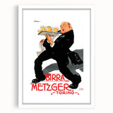 Vintage Advertising Poster: Birra Metzger Torino Retro Wall Art