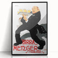 Vintage Advertising Poster: Birra Metzger Torino Retro Wall Art