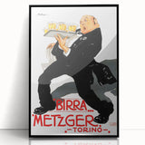 Vintage Advertising Poster: Birra Metzger Torino Retro Wall Art