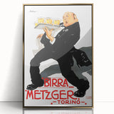 Vintage Advertising Poster: Birra Metzger Torino Retro Wall Art