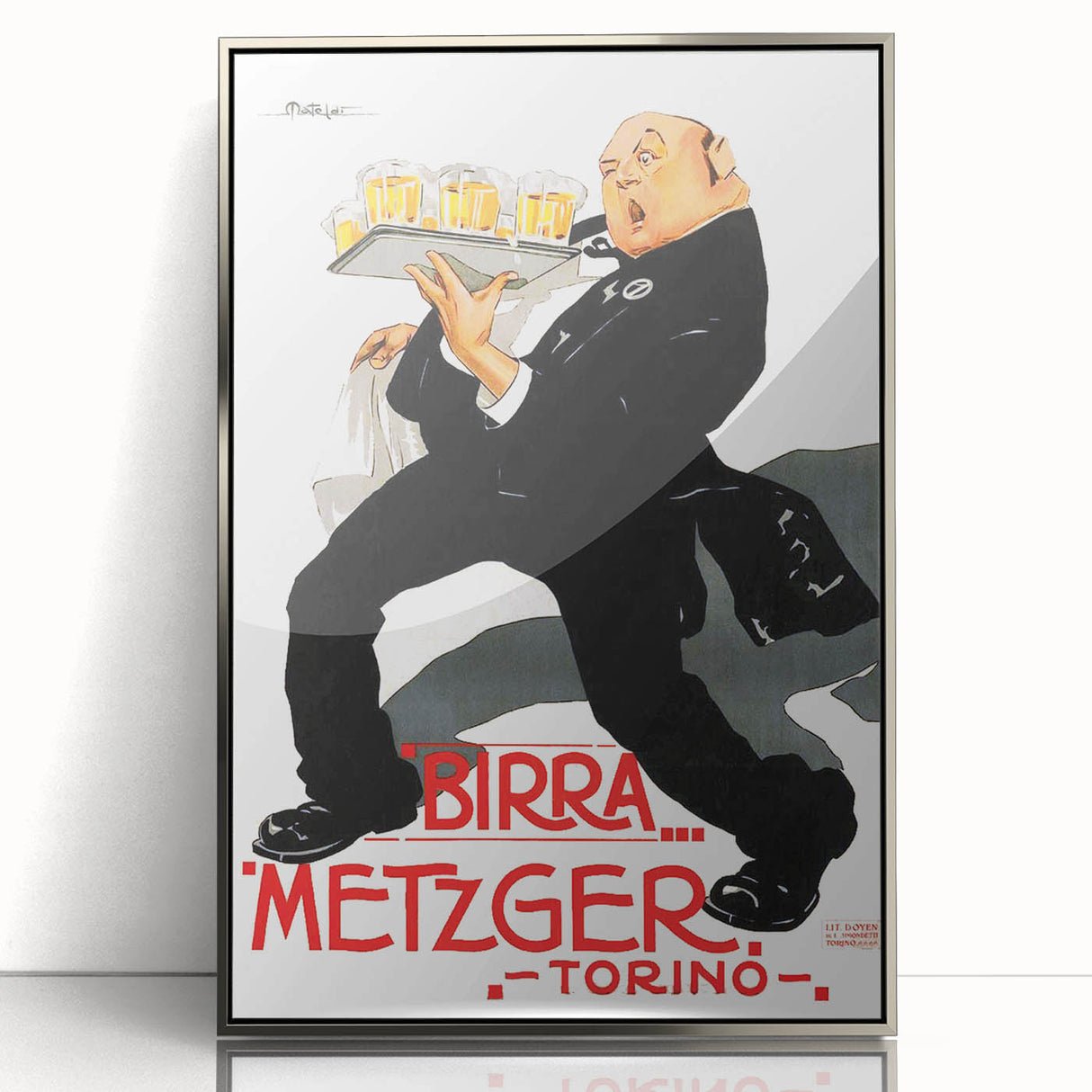 Vintage Advertising Poster: Birra Metzger Torino Retro Wall Art