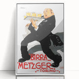 Vintage Advertising Poster: Birra Metzger Torino Retro Wall Art
