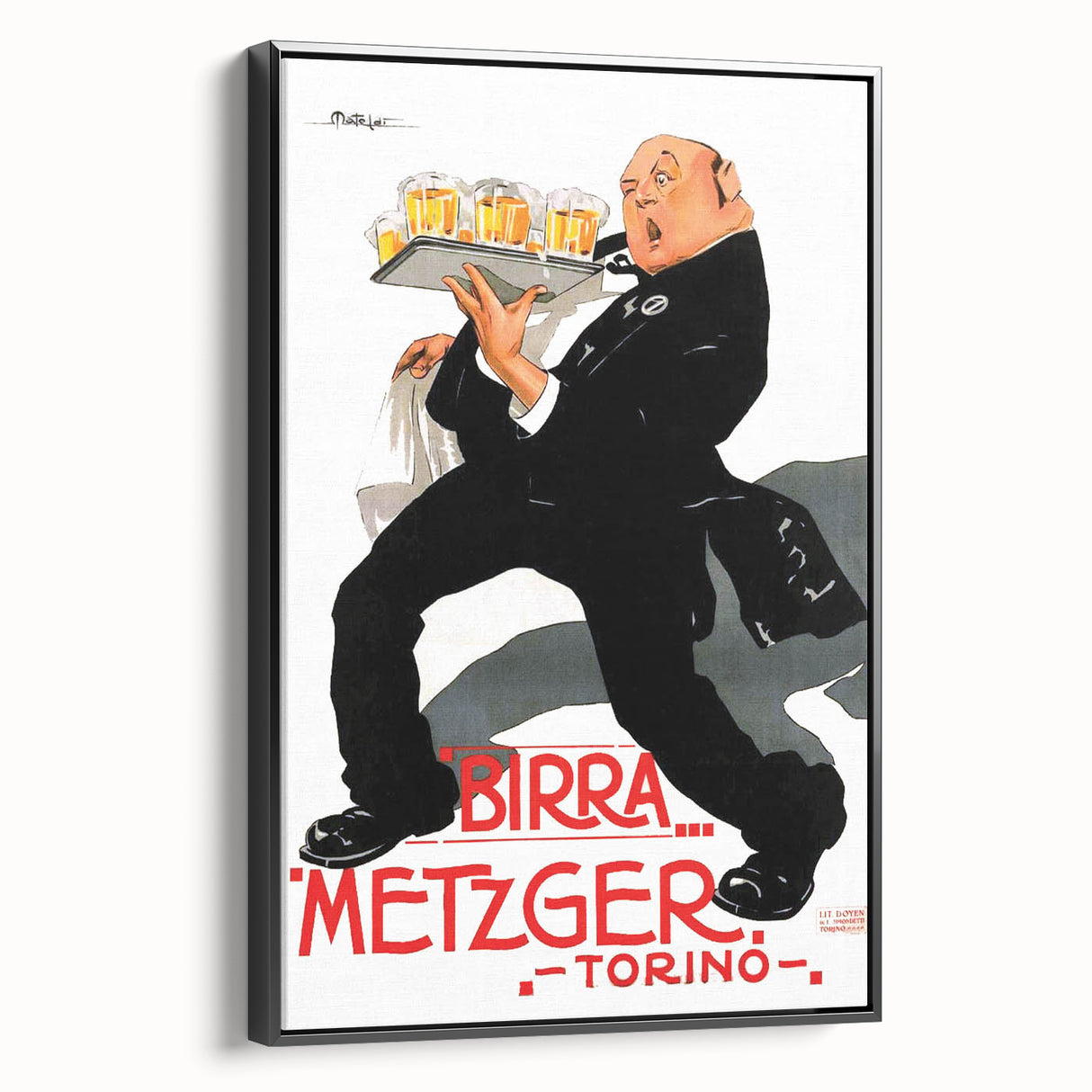 Vintage Advertising Poster: Birra Metzger Torino Retro Wall Art
