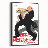 Vintage Advertising Poster: Birra Metzger Torino Retro Wall Art