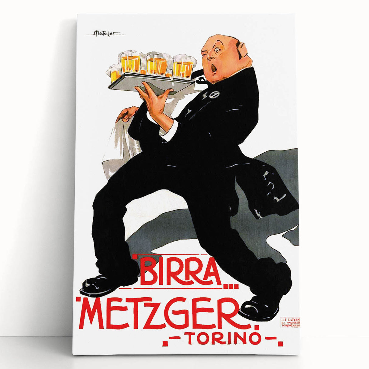 Vintage Advertising Poster: Birra Metzger Torino Retro Wall Art
