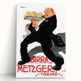 Vintage Advertising Poster: Birra Metzger Torino Retro Wall Art