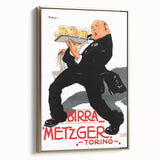 Vintage Advertising Poster: Birra Metzger Torino Retro Wall Art