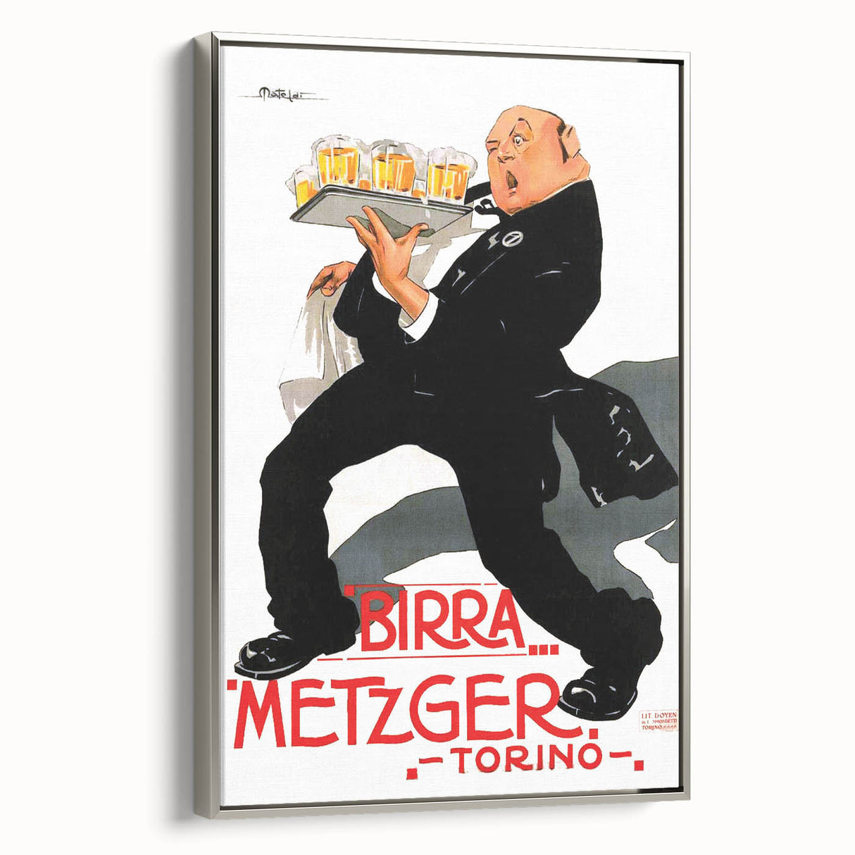 Vintage Advertising Poster: Birra Metzger Torino Retro Wall Art