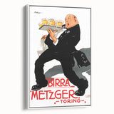 Vintage Advertising Poster: Birra Metzger Torino Retro Wall Art