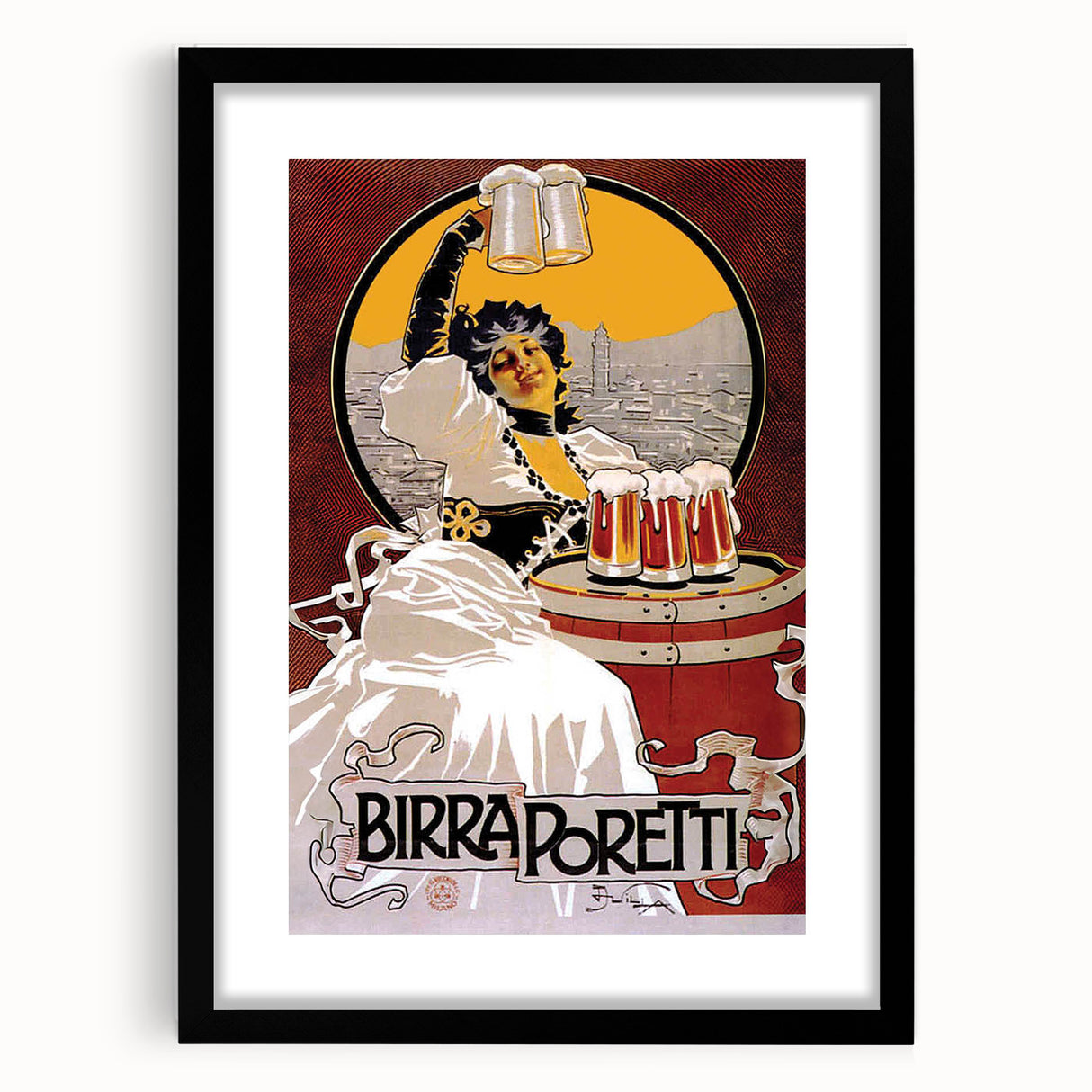 Vintage Advertising Poster: Birra Poretti Retro Wall Art