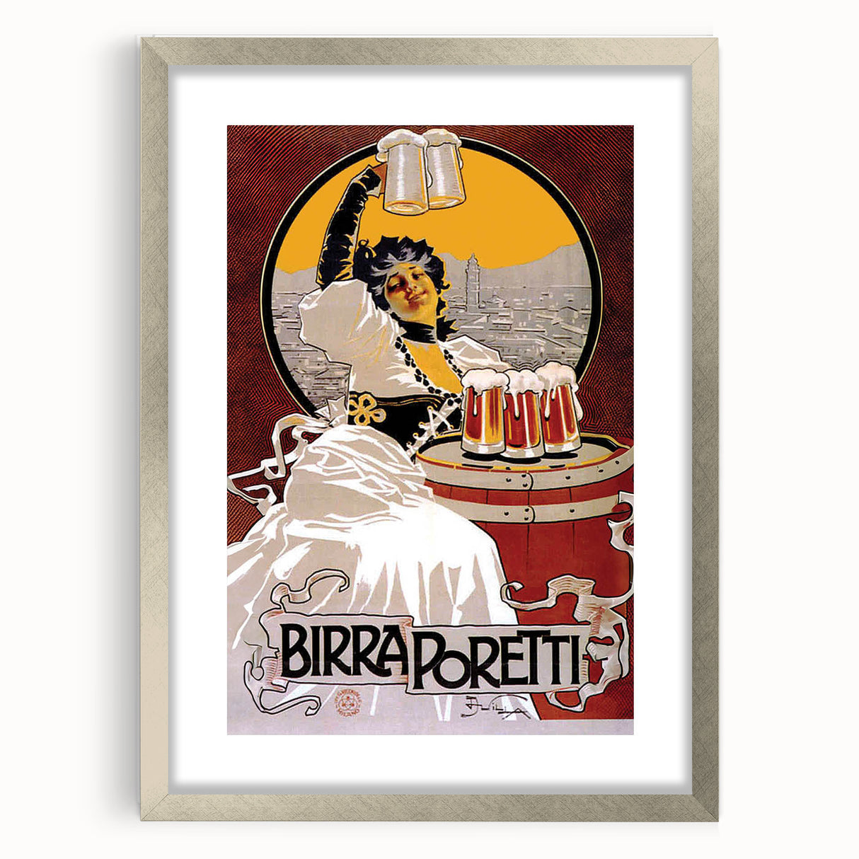 Vintage Advertising Poster: Birra Poretti Retro Wall Art