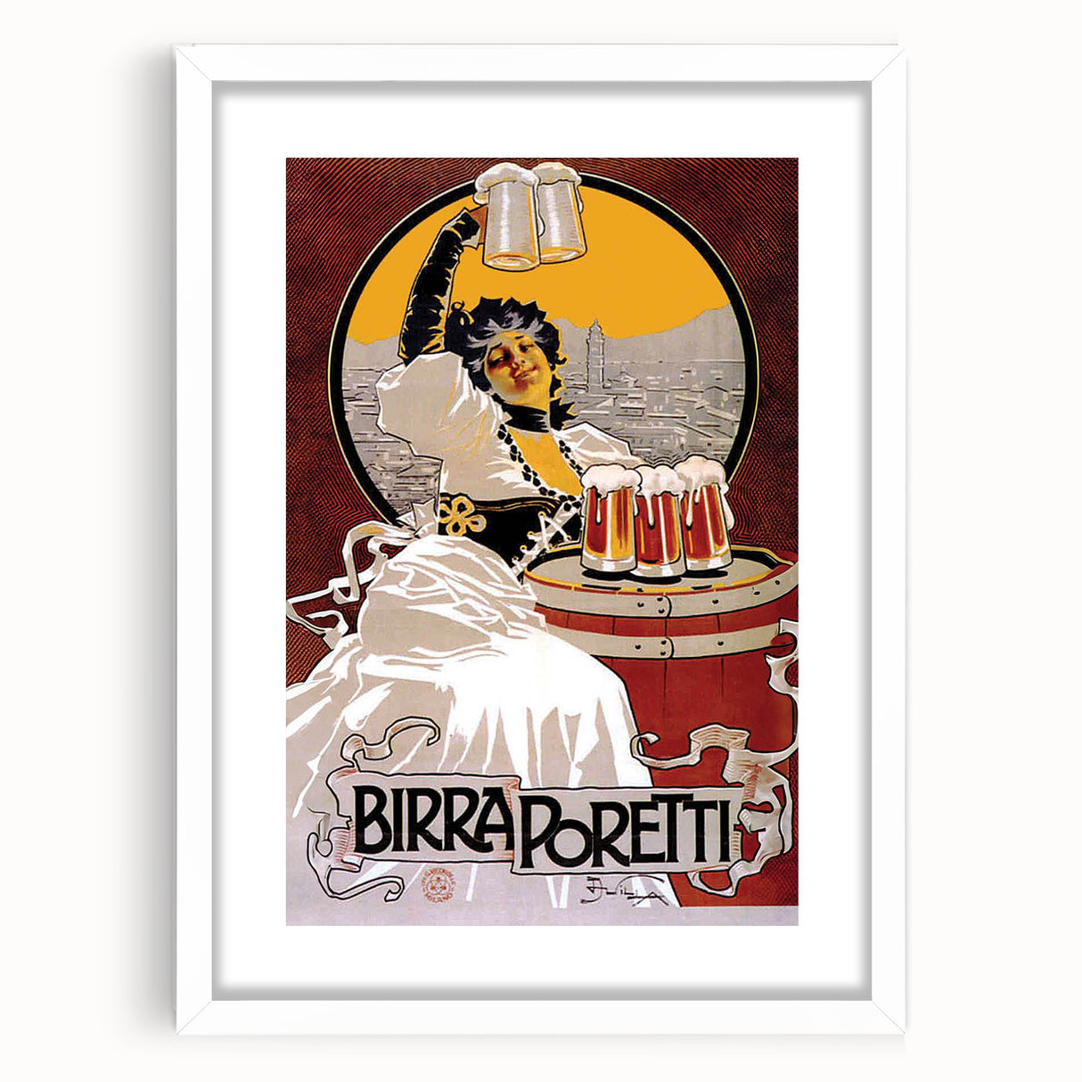 Vintage Advertising Poster: Birra Poretti Retro Wall Art