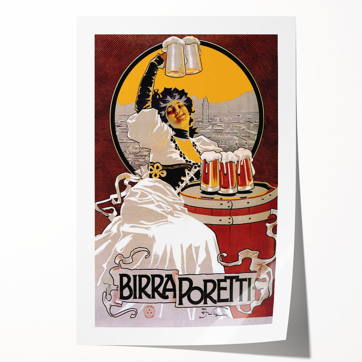 Vintage Advertising Poster: Birra Poretti Retro Wall Art