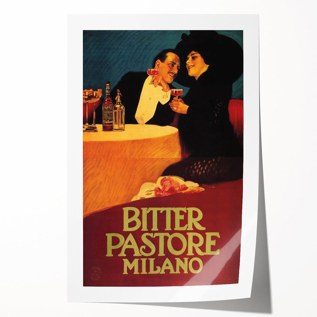 Vintage Advertising Poster: Bitter Pastore Milano Retro Wall Art