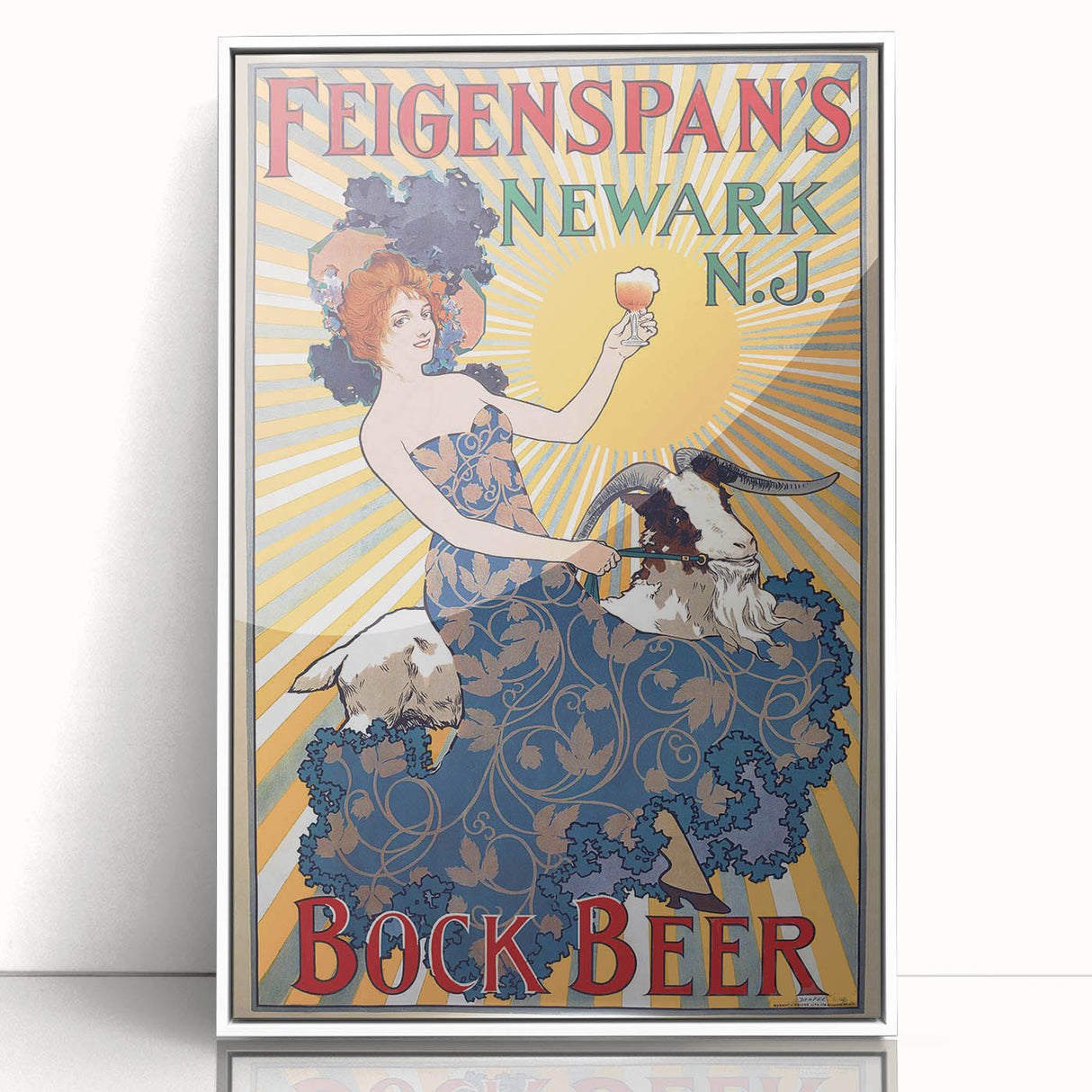 Vintage Feigenspan's Bock Beer Poster | Retro Wall Art | Antique Advertising
