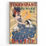 Vintage Feigenspan's Bock Beer Poster | Retro Wall Art | Antique Advertising