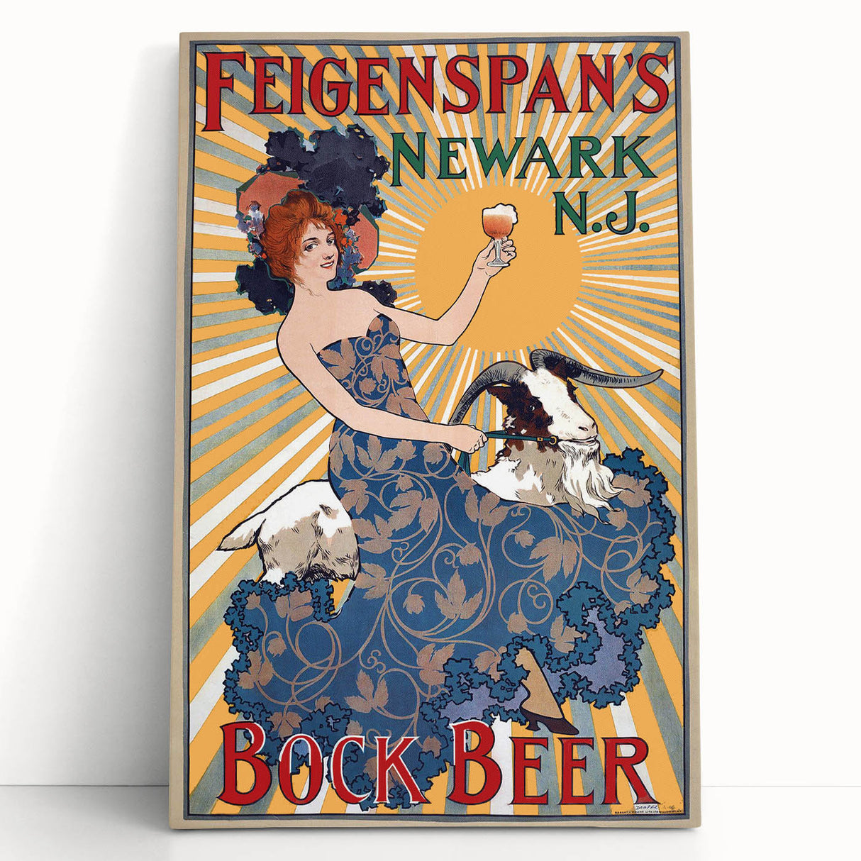 Vintage Feigenspan's Bock Beer Poster | Retro Wall Art | Antique Advertising