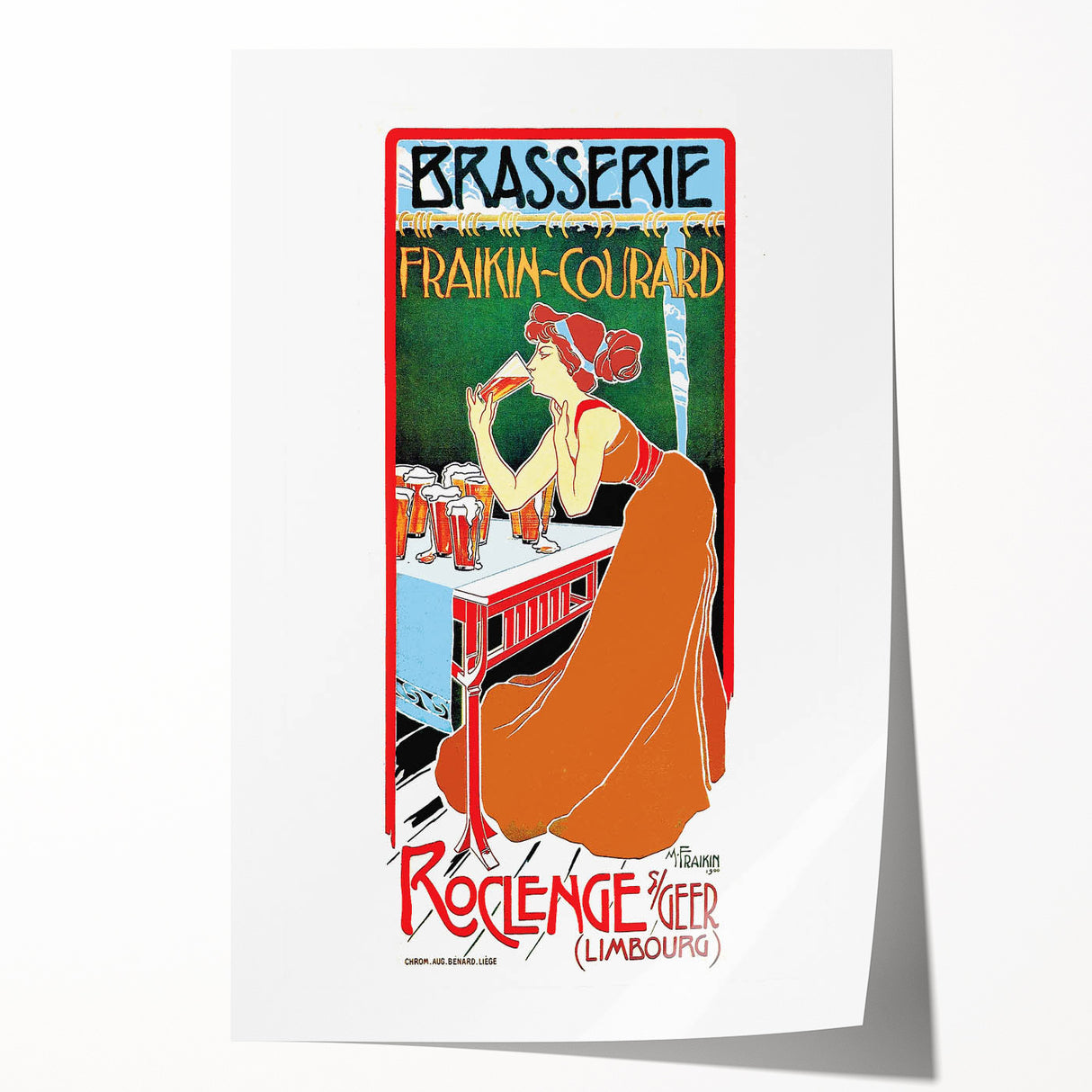 Vintage Brasserie Fraikin-Courard Poster - Classic Retro Advertising Art