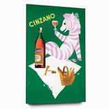 Vintage Cinzano Advertising Poster - Retro Zebra Wall Art
