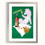 Vintage Cinzano Advertising Poster - Retro Zebra Wall Art
