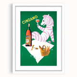 Vintage Cinzano Advertising Poster - Retro Zebra Wall Art