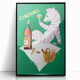 Vintage Cinzano Advertising Poster - Retro Zebra Wall Art