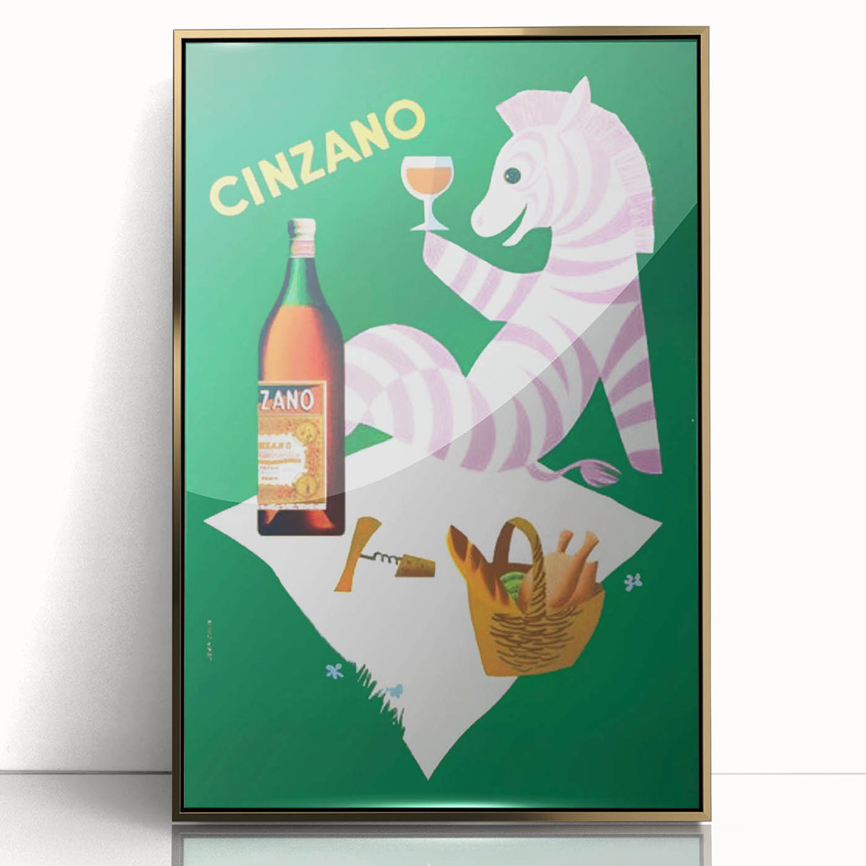 Vintage Cinzano Advertising Poster - Retro Zebra Wall Art
