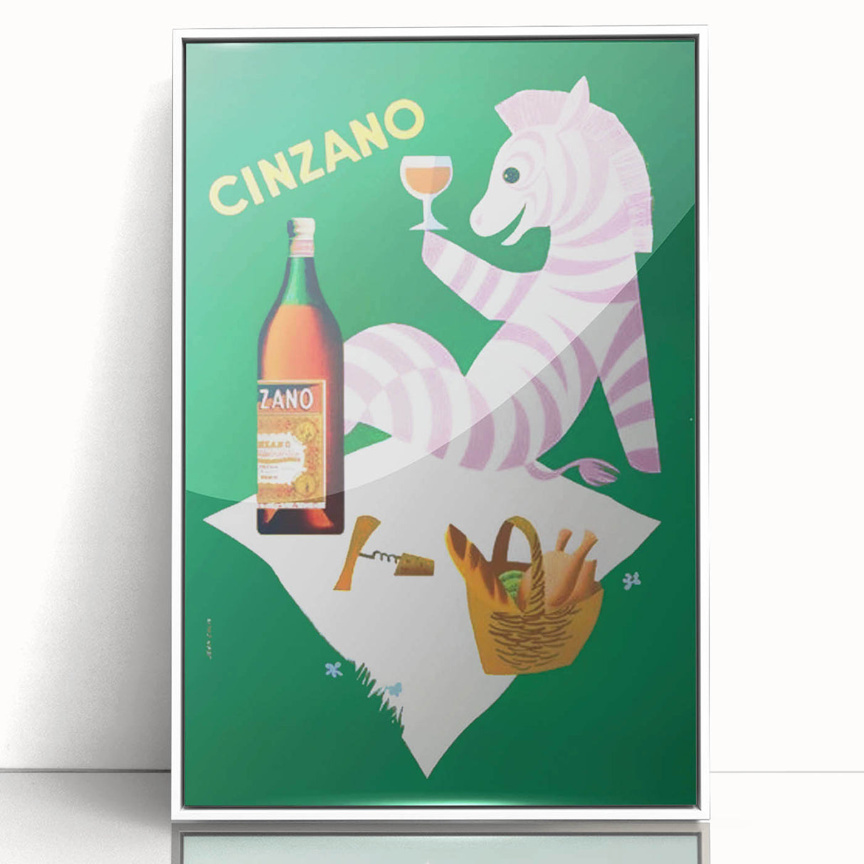 Vintage Cinzano Advertising Poster - Retro Zebra Wall Art