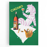 Vintage Cinzano Advertising Poster - Retro Zebra Wall Art