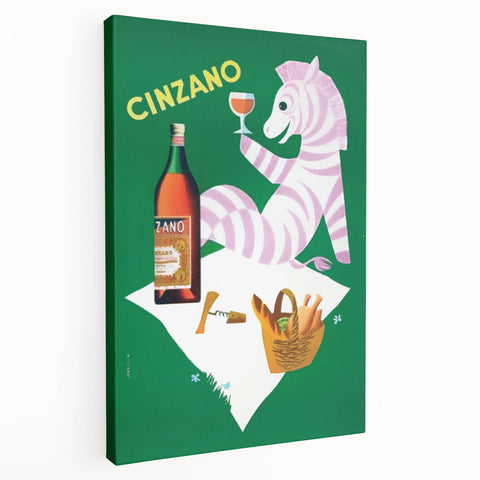 Vintage Cinzano Advertising Poster - Retro Zebra Wall Art