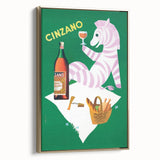 Vintage Cinzano Advertising Poster - Retro Zebra Wall Art