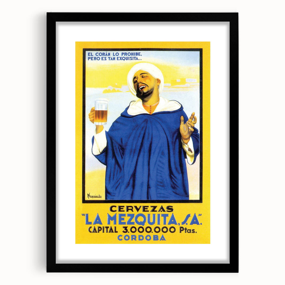 Vintage La Mezquita Beer Advertising Poster - Retro Spanish Art