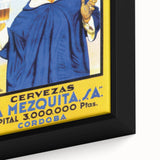 Vintage La Mezquita Beer Advertising Poster - Retro Spanish Art