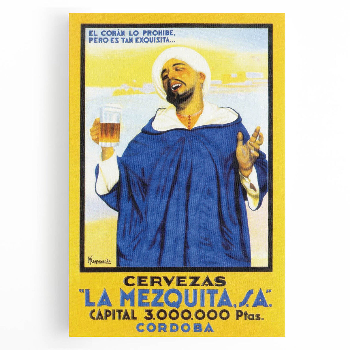 Vintage La Mezquita Beer Advertising Poster - Retro Spanish Art