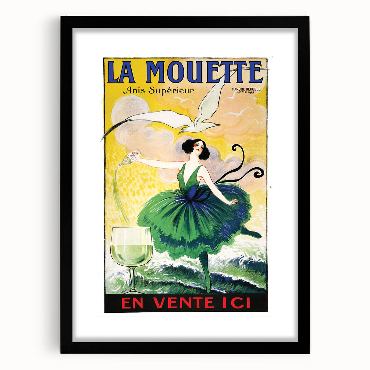 Vintage La Mouette Anis Advertising Poster - Retro French Wall Art
